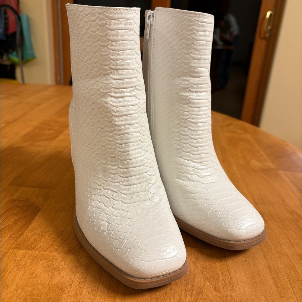 Altar'd State White Snakeskin Booties